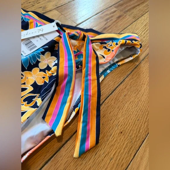 Sunshine 79 Multicolor Floral and Stripe Bikini Bottoms Women’s Size 10 NWT - Picture 3 of 12